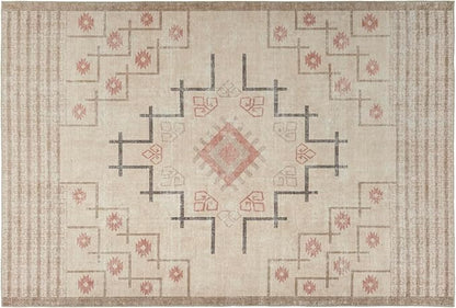 Revival Rugs Funk 6'x9' Zero-Shedding Area Rug for Living Room Bedroom - Oeko-TEX Certified, Low Pile, Spot Clean, Beige, Cream