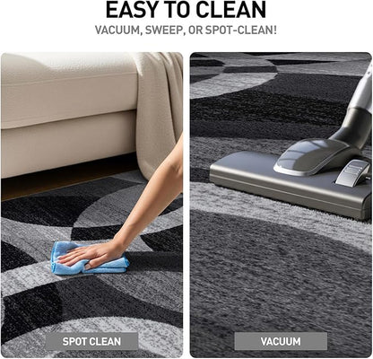 Rugshop Contemporary Abstract Circles Perfect for high Traffic Areas of Your Living Room,Bedroom,Home Office,Kitchen Square Area Rug 6'6" x 6'6" Gray