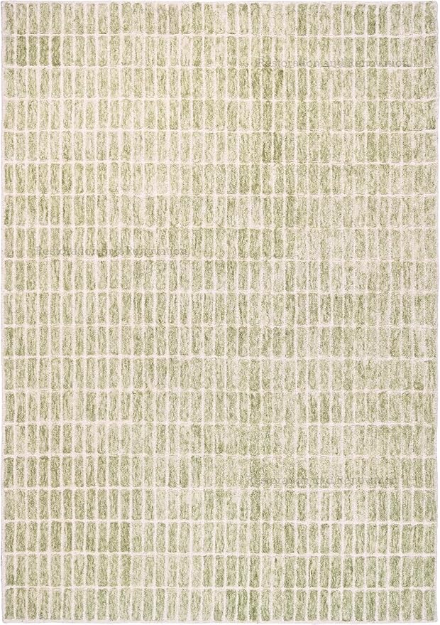 Hand-Tufted 100% Wool Area Rug – Unique Modern Geometric Grid Pattern, Soft Plush Textured Carpet for Living Room, Bedroom, Dining Room & Entryway (Light Green, 6' Round)