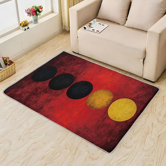 Geometric Rug - 7x10, Red Gradient, Modern Large Area, Washable Non Slip Soft Indoor Carpet, Kids & Pets Friendly, Geometric Home Decor
