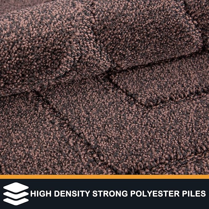 PURRUGS Easy Care Area Rug 6ft x 9ft, Non-Slip Machine Washable Entry Rug, Stain Resistant Accent Rug for Hallway, Bedroom, Living Room and Mudroom, Brown