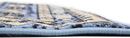 Unique Loom Taftan Collection Border Geometric Tribal Inspired Design Area Rug (2' 2 x 8' 2 Runner, Light Blue/ Gold)