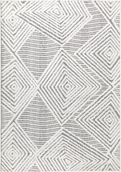 Antep Rugs Palafito 6x9 Geometric Shag Diamond High-Low Pile Textured Indoor Area Rug (Gray, 6'7" x 9')