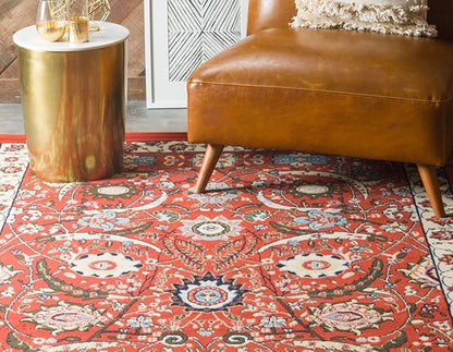 Unique Loom Espahan Collection Area Rug - Cape Cod (4' 1" x 6' 1" Rectangle, Terracotta/ Black)