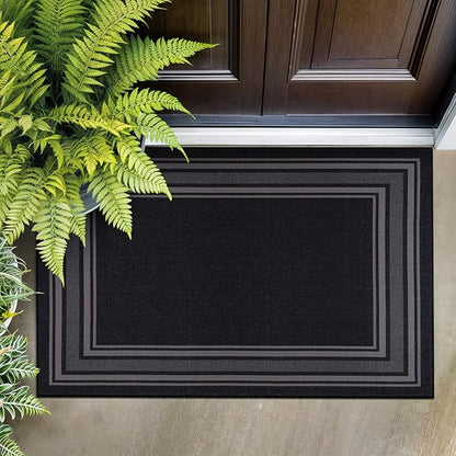 Beverly Rug Non Slip Area Rugs 2x3 Modern Bordered Non Skid Rubber Backing Soft Entryway Rug for Living Dining Room Easy to Clean Non Shedding Kitchen Bedroom Indoor Carpet 2 x 3 Black