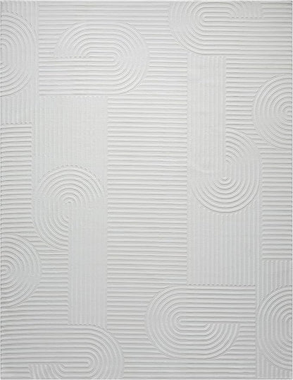 Annabel Modern Geometric Area Rug for Living Room, 8x10 Contemporary Arched Cream Neutral Rug, Stain Resistant Non-Shedding Carpet for Bedroom, Dining Room or Kitchen (8' x 10', Cream)
