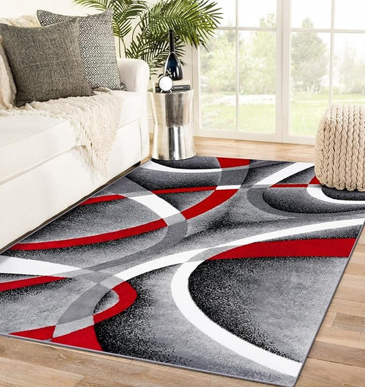 Persian Area Rugs 2305 Gray 4 ft x 5 ft Modern Abstract Area Rug