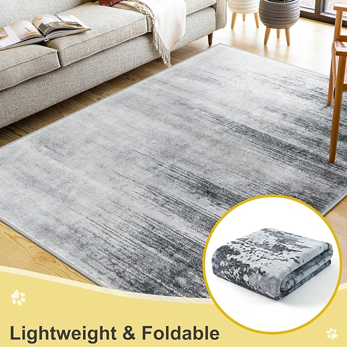COMSLE Door Mat Soft Absorbent Indoor Front Entryway Rug Machine Washable Entrance Mats for Muddy Paws Non Slip Throw Rugs 24" x 36" Doormat for Inside Foyer Bedroom - Gray