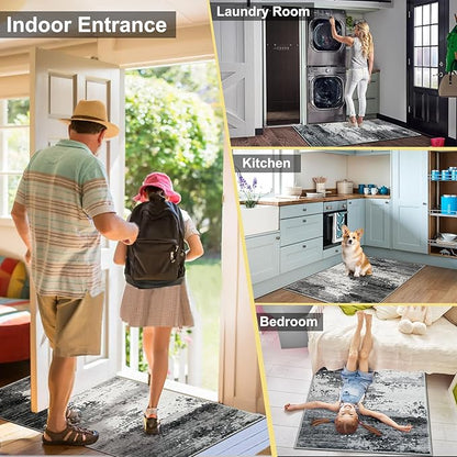 COMSLE Door Mat Soft Absorbent Indoor Front Entryway Rug Machine Washable Entrance Mats for Muddy Paws Non Slip Throw Rugs 24" x 48" Doormat for Inside Foyer Bedroom - Gray