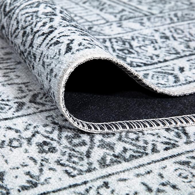 Bloom Rugs Caria Washable Non-Slip 3x5 Rug - Ivory/Black Geometric Area Rug for Living Room, Bedroom, Dining Room, and Kitchen - Exact Size: 3' x 5'