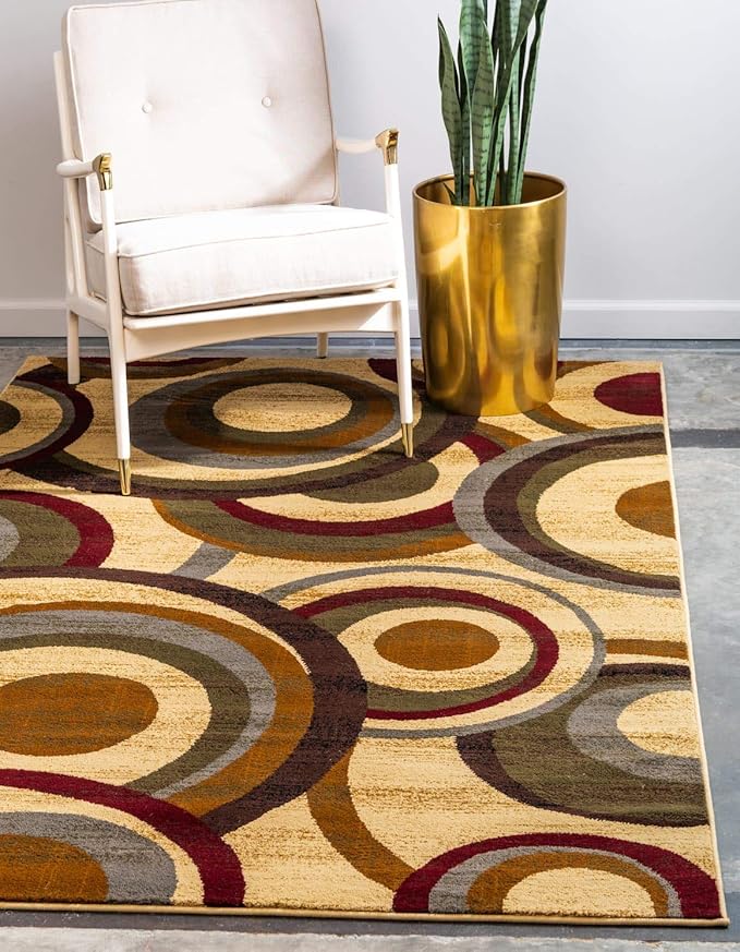 Unique Loom Barista Collection Area Rug - Kona (9' x 12' Rectangle, Beige/ Black)