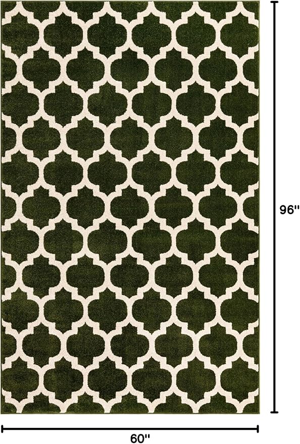Rugs.com Lattice Collection Rug – 5' x 8' Dark Green Medium Rug Perfect for Bedrooms, Dining Rooms, Living Rooms