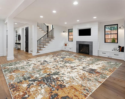 Keen Home Design Area Rugs - 9x12 Non-Shedding, Abstract Rugs for Kitchen, Living Room, Bedroom, Dining Room, Entryway - Size: 9'2" x 11'11", Multi