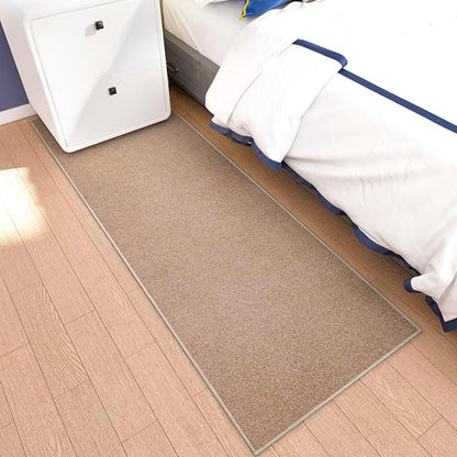 Runner Rug with Non Slip Rubber Backing, Washable Soft Floor Carpet for Kitchen, Hallway, Entryway Indoor, Bedroom, Laundry, Low Pile Area Rugs, Solid color with Pointillism style, 2*6 ft BROWN