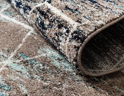 Unique Loom Trellis Frieze Collection Area Rug - Geometric (5' x 8' Oval, Blue Multi/ Ivory)