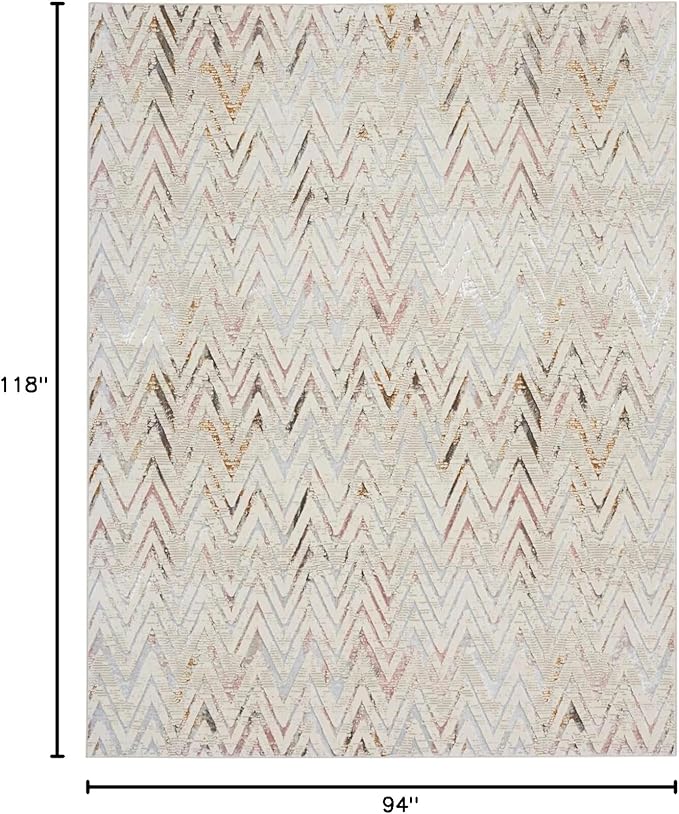 Nourison Home Glam Multicolor 7'10" x 9'10" Area Rug - Easy Clean, Non Shedding, Bed Room, Living Room, Dining Room, Kitchen (8' x 10')
