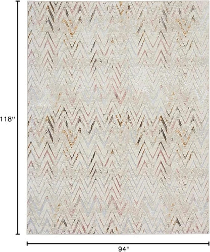Nourison Home Glam Multicolor 7'10" x 9'10" Area Rug - Easy Clean, Non Shedding, Bed Room, Living Room, Dining Room, Kitchen (8' x 10')