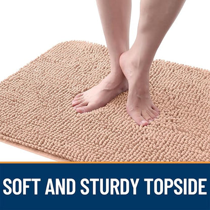 OLANLY Dog Door Mat for Muddy Paws 48x30, Absorbs Moisture and Dirt, Absorbent Non-Slip Washable Doormat, Quick Dry Chenille Mud Mat for Dogs, Entry Indoor Entryway Carpet for Inside Floor, Peach