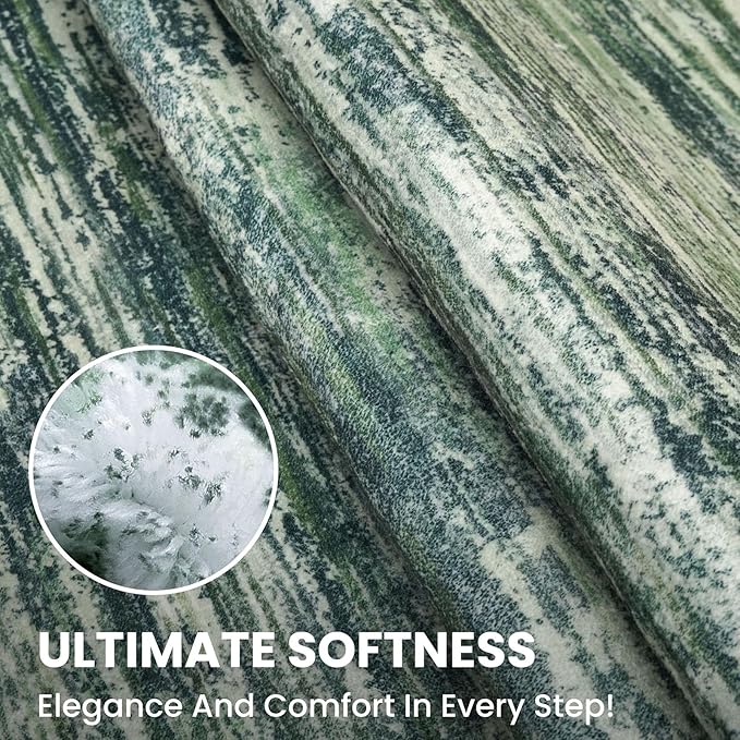 2x3 Modern Abstract Rug for Entryway, Dark Green Super Soft Small Area Rug, Washable Non-Slip Kitchen Rugs, Low-Pile Mat for Kitchen, Bedside, Indoor Door Mat