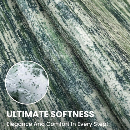 2x3 Modern Abstract Rug for Entryway, Dark Green Super Soft Small Area Rug, Washable Non-Slip Kitchen Rugs, Low-Pile Mat for Kitchen, Bedside, Indoor Door Mat