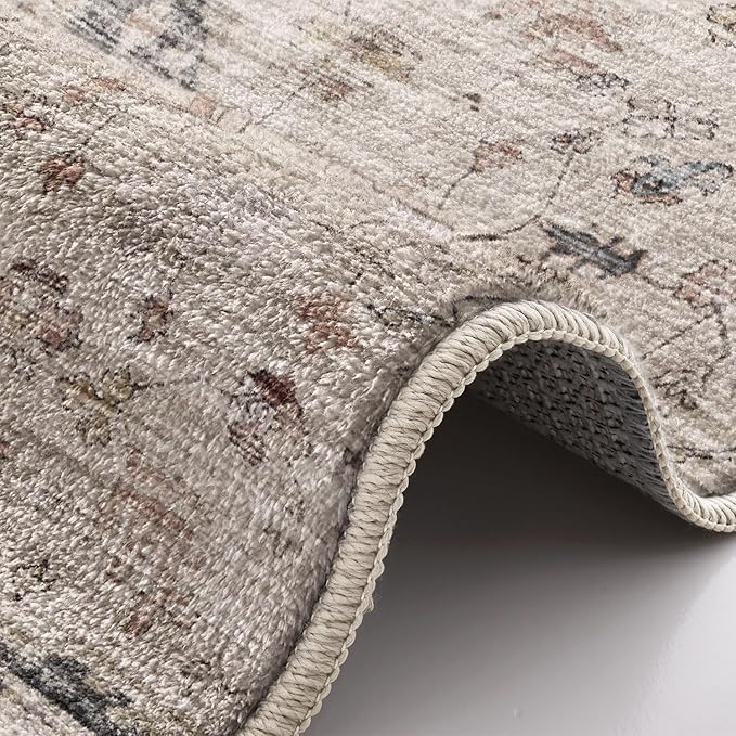 LUMI 4x6 Washable Area Rug for Living Room, Ultra Soft Traditional Rugs Non Slip with Rubber Backing, Low Profile, High Traffic, Stain Resistant Carpets, Ideal for Bedroom, Dining Room, Indoor