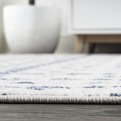 JONATHAN Y Boho Vintage Diamond Cream/Navy Indoor Area Rug 9X12 ft, Moroccan Hype for Living Room, Bedroom, Kitchen, Office, Easy-Cleaning, High Traffic, Pet-Friendly, Non-Shedding (MOH101F-9)