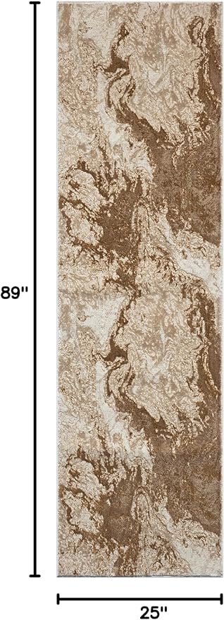LUXE WEAVERS Marble Swirl Abstract Area Rug, Beige 2x7