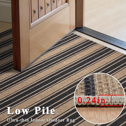 Striped Easy Jute Rug 6x9 Outdoor Rug Large Washable Rugs for Living Room Bedroom Non Slip Neutral Farmhouse Indoor Outdoor Carpet for Backyard Patio Office