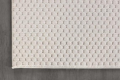 CAMILSON Modern Runner Rug 2x7 Luxury Pebble Pattern Micro Loop Hallway Rugs Soft High-Low Pile Stain Resistant Easy to Clean Non-Shedding Durable Entryway Kitchen Indoor Area Carpet (White)