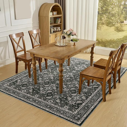 WITSHOCK Living Room Area Rugs 7x9: Soft Non-Slip Backing Washable Rugs Vintage Large Carpet for Bedroom Office Dining Room Kitchen Stain Resistant Home Decor Rug