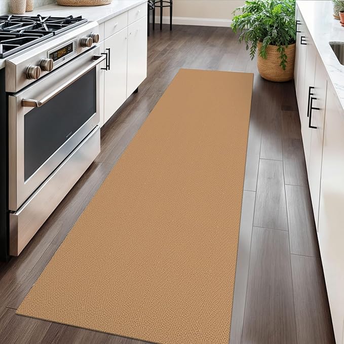 Braided Runner Rug 2x6 Ft Washable Runners for Hallways Kitchen Runner Rug with Rubber Backing Cotton Entryway Runner Indoor, Woven Floor Carpet for Hall Kitchen Bedroom, Warm Tan