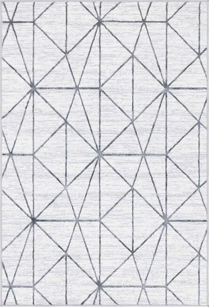 Rugs.com Lattice Trellis Collection Rug – 4' x 6' White Low-Pile Rug Perfect for Living Rooms, Large Dining Rooms, Open Floorplans