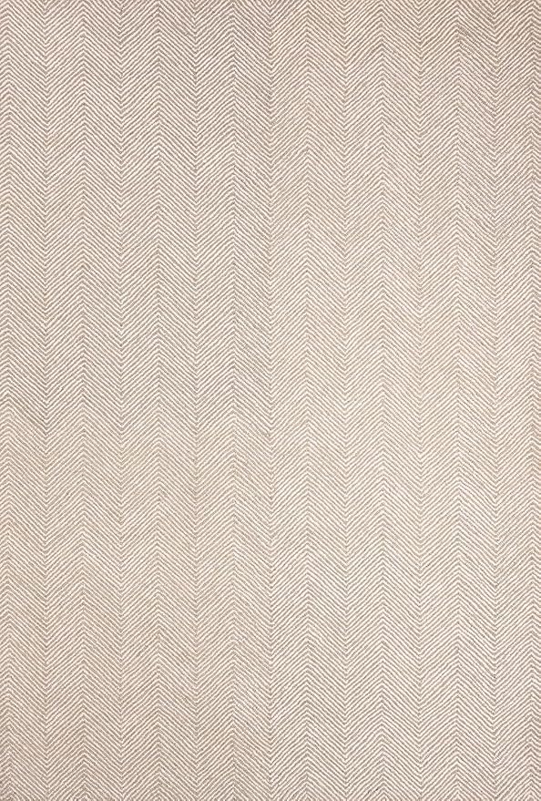Modern Herringbone Chevron Collection Handcrafted Wool Area Rug - Durable, Zigzag Pattern, for High Traffic, Contemporary Design for Living Room, Bedroom, Dining Room Decor (Sand Beige, 9' x 12')