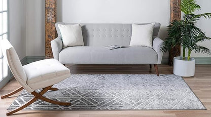 Rugs.com Lattice Trellis Collection Rug – 9' x 12' Gray Low-Pile Rug Perfect for Living Rooms, Large Dining Rooms, Open Floorplans