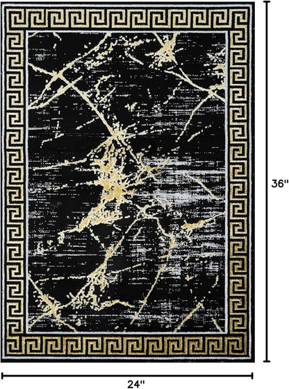 GLORY RUGS Area Rugs Marble 2x3 Black Gold Carpet Modern Abstract Rug Living Room Dining Bedroom Rug