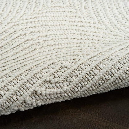 Nourison Home Textured Home Ivory 5'3" x 7' Area Rug - Easy Clean, Non Shedding, Bed Room, Living Room, Dining Room, Kitchen (5' x 7')