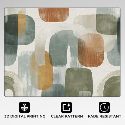 Mid Century Modern Rugs for Home Decor, 8x10 ft, Abstract Geometry Area Rugs for Living Room, Soft Non Slip Washable Boho Geo Geometric Carpet Bedroom Decorations Dt-Ghf-19