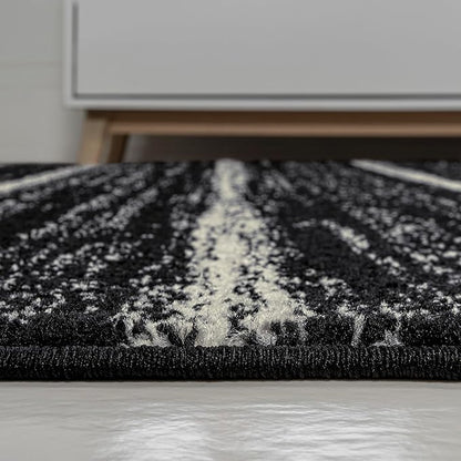 JONATHAN Y Williamsburg Minimalist Stripe Black/Cream Indoor Area Rug, 5x8, Contemporary, Modern, Easy-Cleaning for Living Room, Bedroom, Kitchen, Pet Friendly, Non-Shedding (MOH201F-5)