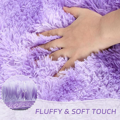 duduta Purple Plush Area Rugs for Bedroom 5x8 ft, Fluffy Carpet for Living Room Kids Room, Large Shag Dorm Rug, Washable Non Slip