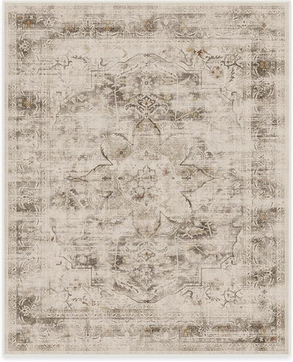 RUGGABLE Washable Vintage Area Rug – Sarrah Hazel 8x10, Stain-Resistant, Non-Slip – Large Machine Washable Rugs for Living Room, Bedroom, Hallway, Entryway & Office–with Cushioned Pad