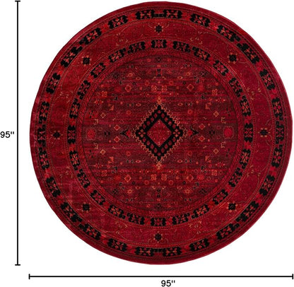 Unique Loom Tekke Collection Area Rug - Sheibani (7' 11" Round, Red/ Black)