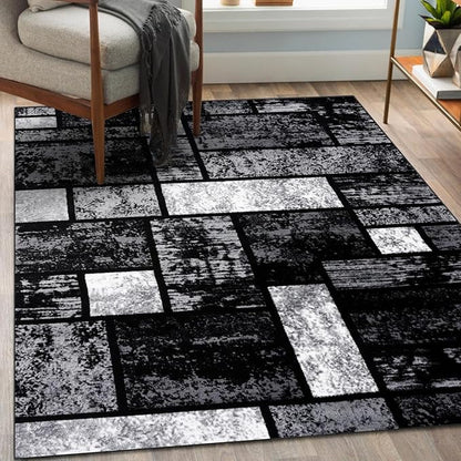 LUXE WEAVERS Modern Geometric Squares 10007 Gray 5x7 Area Rug
