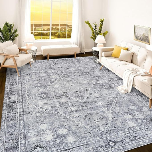 Istana 9x12 Area Rug - Grey 9 x 12 Area Rugs for Living Room - Foldable 9x12 Rugs for Bedroom - Stain Resistant Washable Rug - Eco-Friendly Area Rugs Living Room
