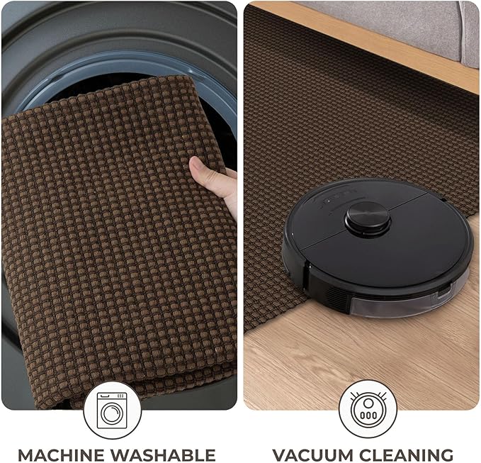 KOZYFLY Extra Long Runners for Hallways 3x14 ft Washable Kitchen Runner Non Slip Rubber Backed Hallway Rug Cotton Entryway Runner Rug Floor Carpet for Indoor Hall, Kitchen, Stair, Reddish Brown/Coffee