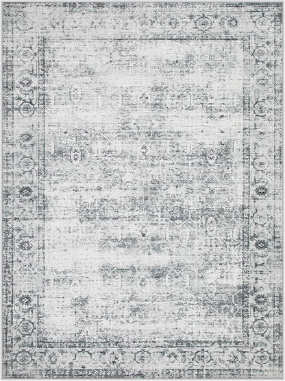 Lahome Vintage 9x12 Washable Grey Rugs for Living Room Bedroom, Boho Dining Room Rugs for Under Table, Soft Non Slip Indoor Throw Carpet for Home Office Playroom (9x12ft,Grey)