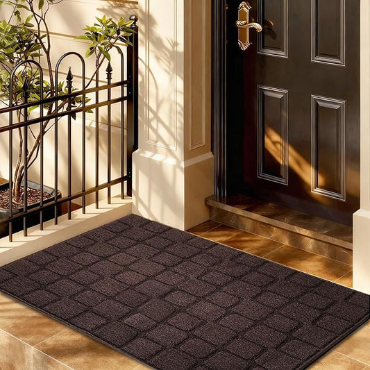 Front Door Mat Outside Entrance, Outdoor Indoor Door Mats for Entryway, Entrance, Entry, Patio, Waterproof Non Slip Doormat, Low-Profile, 31.5" × 39“, Coffee