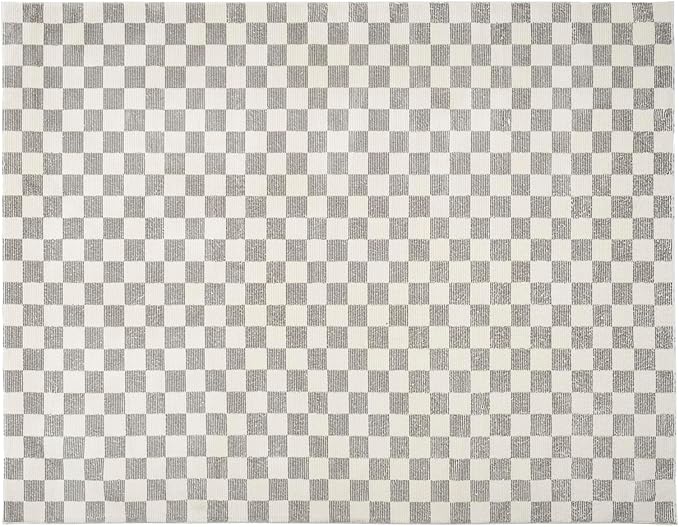 Revival Rugs Gambit 7'10"x10' Checkered Rug Washable Area Rug for Living Room Bedroom - 100% Recycled Oeko-TEX Certified, Medium Pile, Gray, Beige