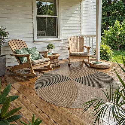 Lahome Modern Rainbow Round Rug, 6ft Easy Jute Circle Patio Rug Washable Indoor Outdoor Rugs for Living Room, Farmhouse Natural Round Area Rug Contemporary Carpet for Entryway Backyard