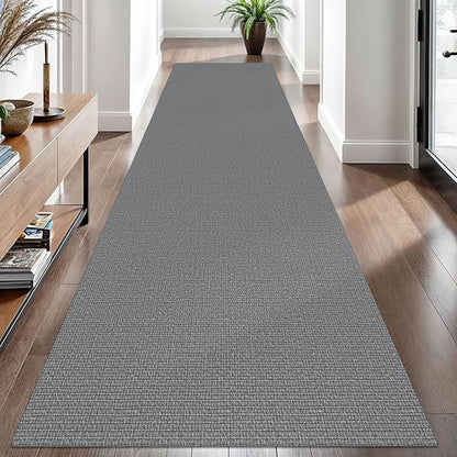 EARTHALL Washable Runner Rug 3x10 Ft Non Slip Runners for Hallways Long Cotton Rubber Backed Kitchen Runner Braided Indoor Floor Carpet Runners for Entryway, Hallway, Kitchen, Charcoal Gray