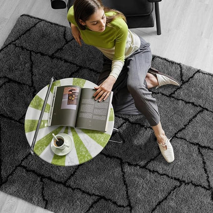 Zentavio Area Rugs for Living Room Rugs for Bedroom 4x6 Carpet Fluffy Fuzzy Soft Shag Aesthetic Plush High Pile Gray Throw Rug for Nursery Kids Room Dorm Triangle Grey